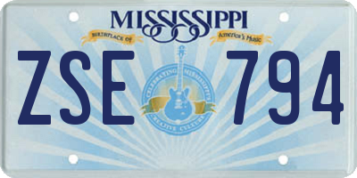 MS license plate ZSE794