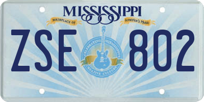 MS license plate ZSE802
