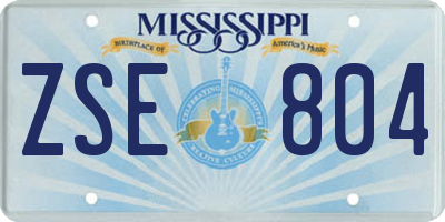 MS license plate ZSE804