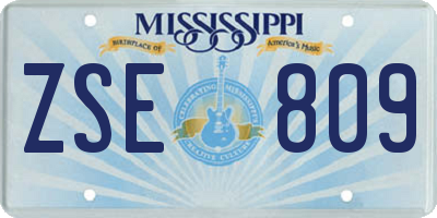 MS license plate ZSE809