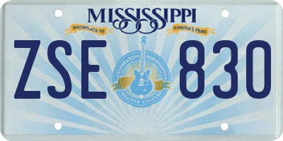 MS license plate ZSE830