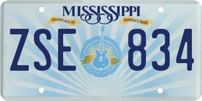 MS license plate ZSE834