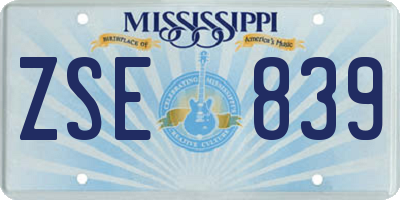 MS license plate ZSE839