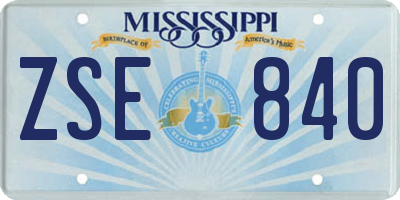 MS license plate ZSE840
