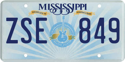 MS license plate ZSE849