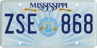 MS license plate ZSE868