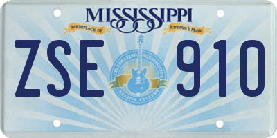MS license plate ZSE910