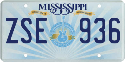 MS license plate ZSE936