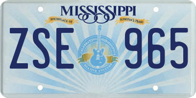 MS license plate ZSE965
