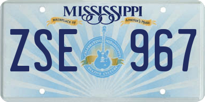 MS license plate ZSE967