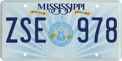 MS license plate ZSE978