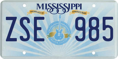 MS license plate ZSE985