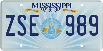 MS license plate ZSE989