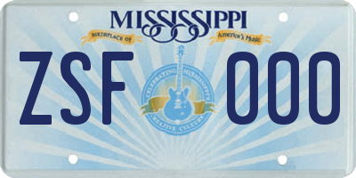 MS license plate ZSF000