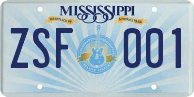 MS license plate ZSF001