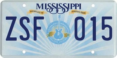 MS license plate ZSF015