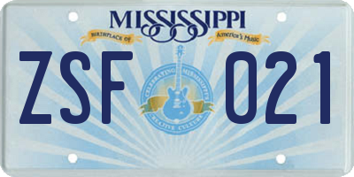 MS license plate ZSF021
