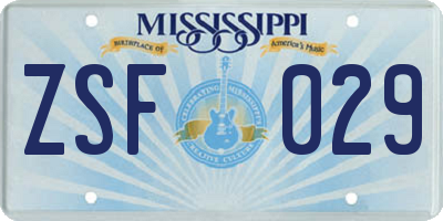 MS license plate ZSF029