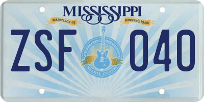 MS license plate ZSF040