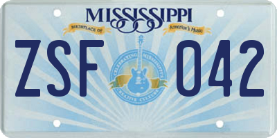 MS license plate ZSF042