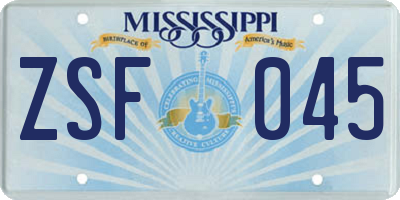 MS license plate ZSF045