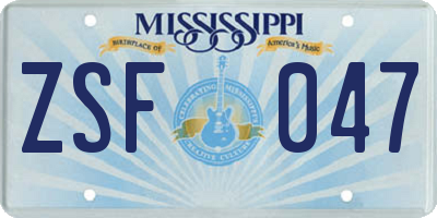 MS license plate ZSF047