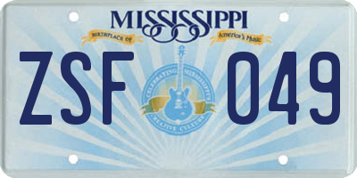 MS license plate ZSF049