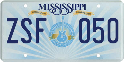 MS license plate ZSF050