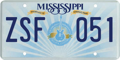 MS license plate ZSF051