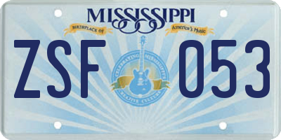 MS license plate ZSF053
