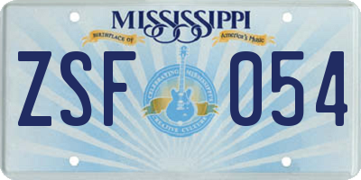 MS license plate ZSF054
