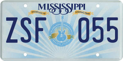 MS license plate ZSF055