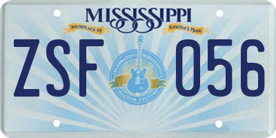 MS license plate ZSF056