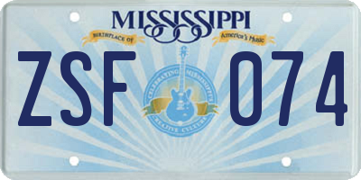 MS license plate ZSF074