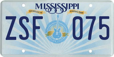 MS license plate ZSF075