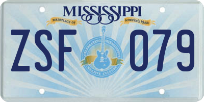 MS license plate ZSF079