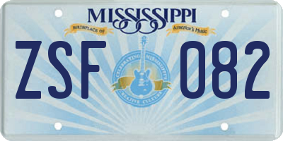 MS license plate ZSF082