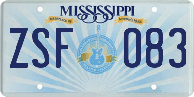 MS license plate ZSF083