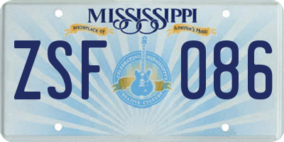 MS license plate ZSF086