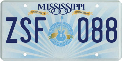 MS license plate ZSF088