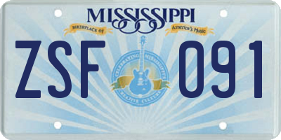 MS license plate ZSF091