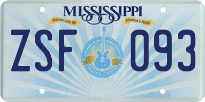 MS license plate ZSF093