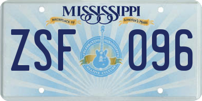 MS license plate ZSF096