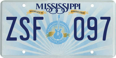 MS license plate ZSF097