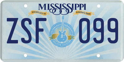 MS license plate ZSF099