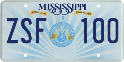 MS license plate ZSF100
