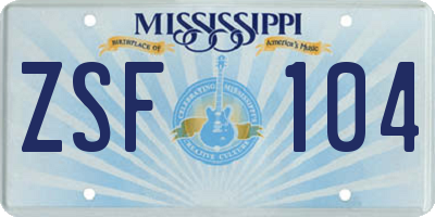 MS license plate ZSF104