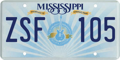 MS license plate ZSF105