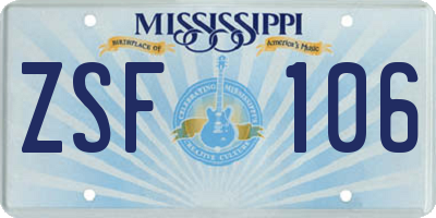 MS license plate ZSF106