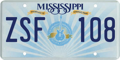 MS license plate ZSF108